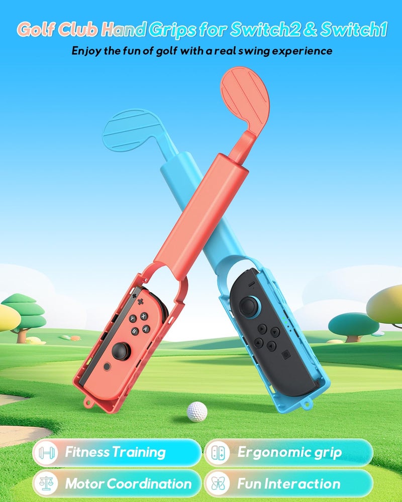 FYOUNG Golf Clubs for Nintendo Switch 1 & Switch 2 Golf Handle Grips Game Accessories Kit Compatible with Mario Golf, Comfort Hand Grip for Joycon Controller Switch Sports Game - Image 4